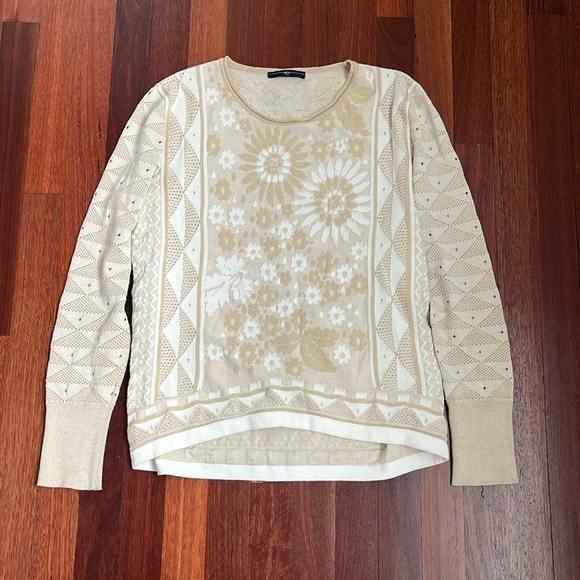 HIGH-everyday couture side small floral beige sweater size small - Picture 1 of 3